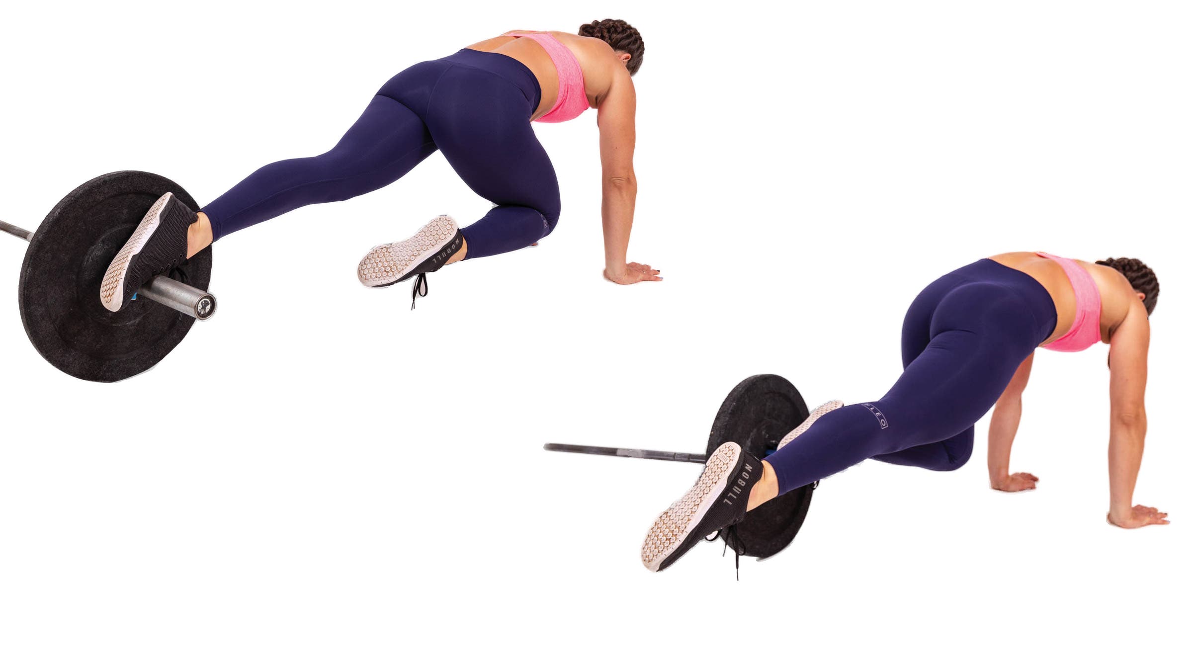 Woman demonstrating a landmine mountain climber